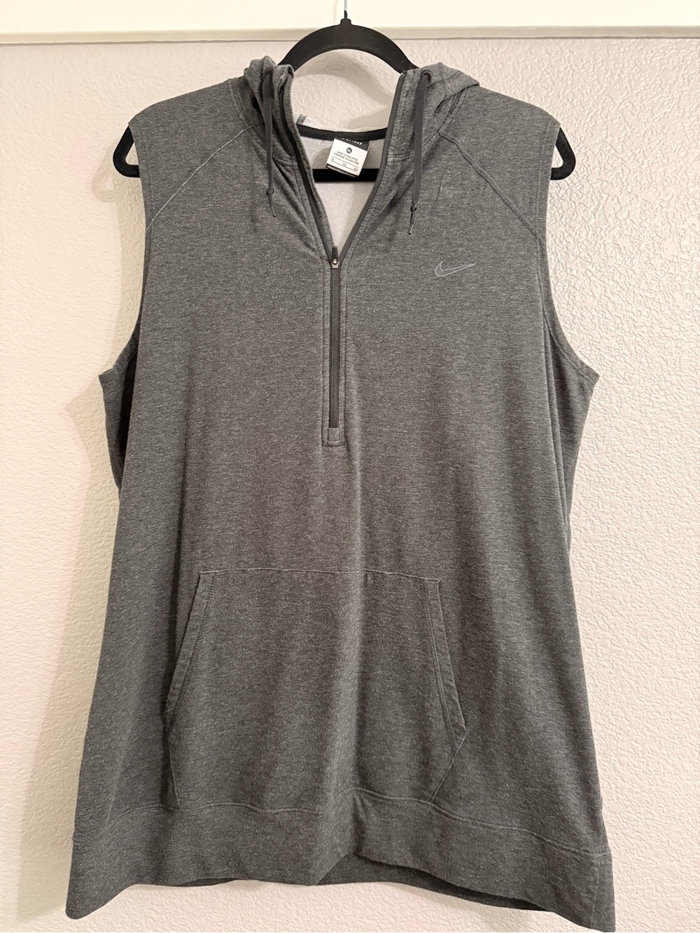 Nike Dri-Fit Gray Sleeveless Hooded Half-Zip Pullover